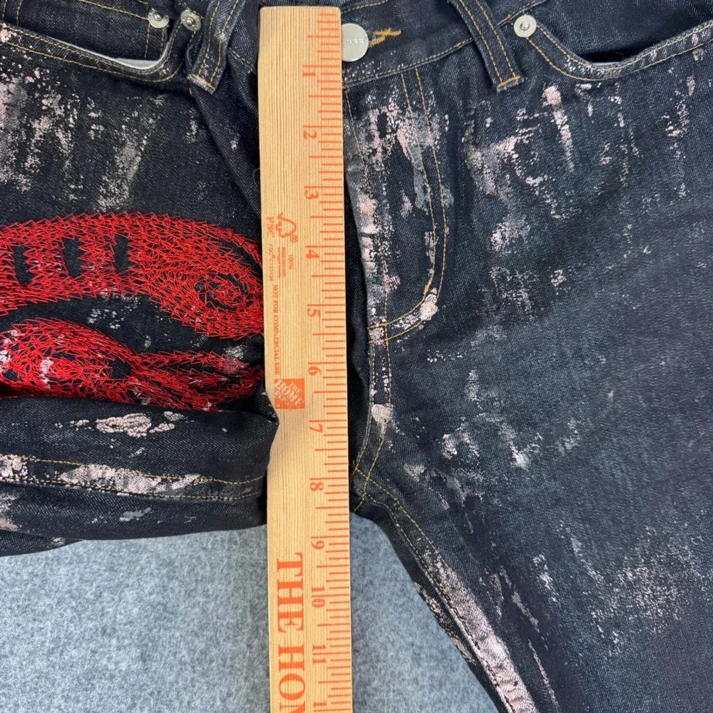Rare VNTG Custo Barcelona Rose Gold Foil Metallic Flare Jeans Women 27